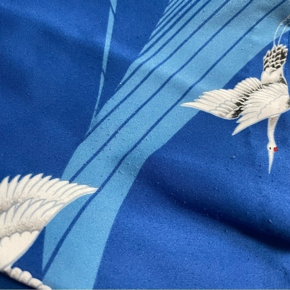Vintage Mark Raysten Malihini Hawaiian Aloha Shirt Asian Crane Blue *see msrmts - Picture 10 of 10